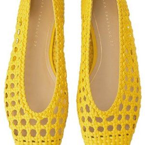 Zara Yellow Woven Ballet Flats - Size 40